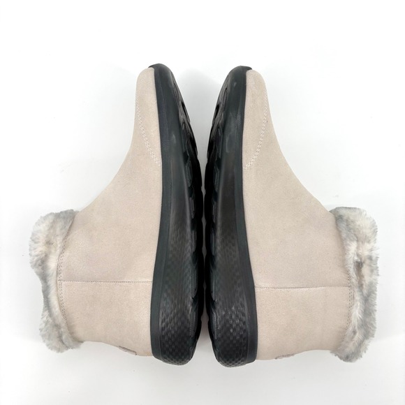 NWOT Skechers On The Go Beige Suede Faux Fur Trim Ankle Boots Sz 10 Winter Snow - Picture 5 of 8